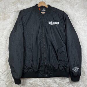 Diamond Supply Company Jacket Men's Large Black Full Zip Bomber Coat Logo